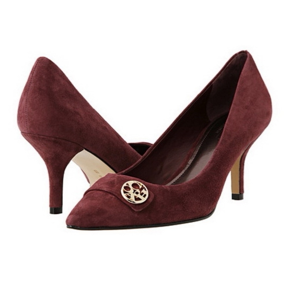 COACH Zelda Kid Suede Womens‎ Pump Heels Burgundy Size 8M